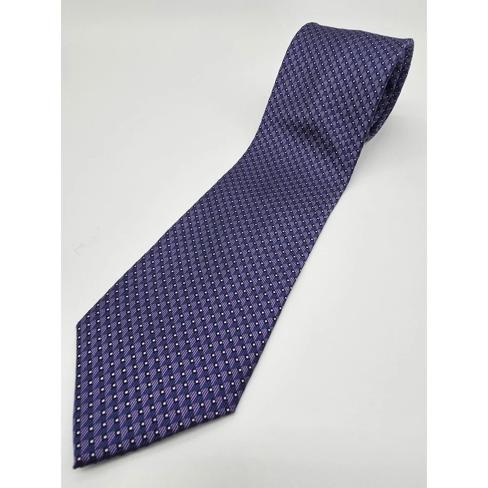 Pronto Uomo Platinum 100% Silk Purple Blue Geometric Men's Tie 58